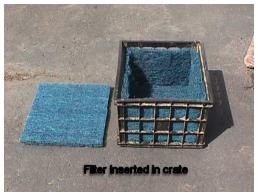 Crate lined with filter material